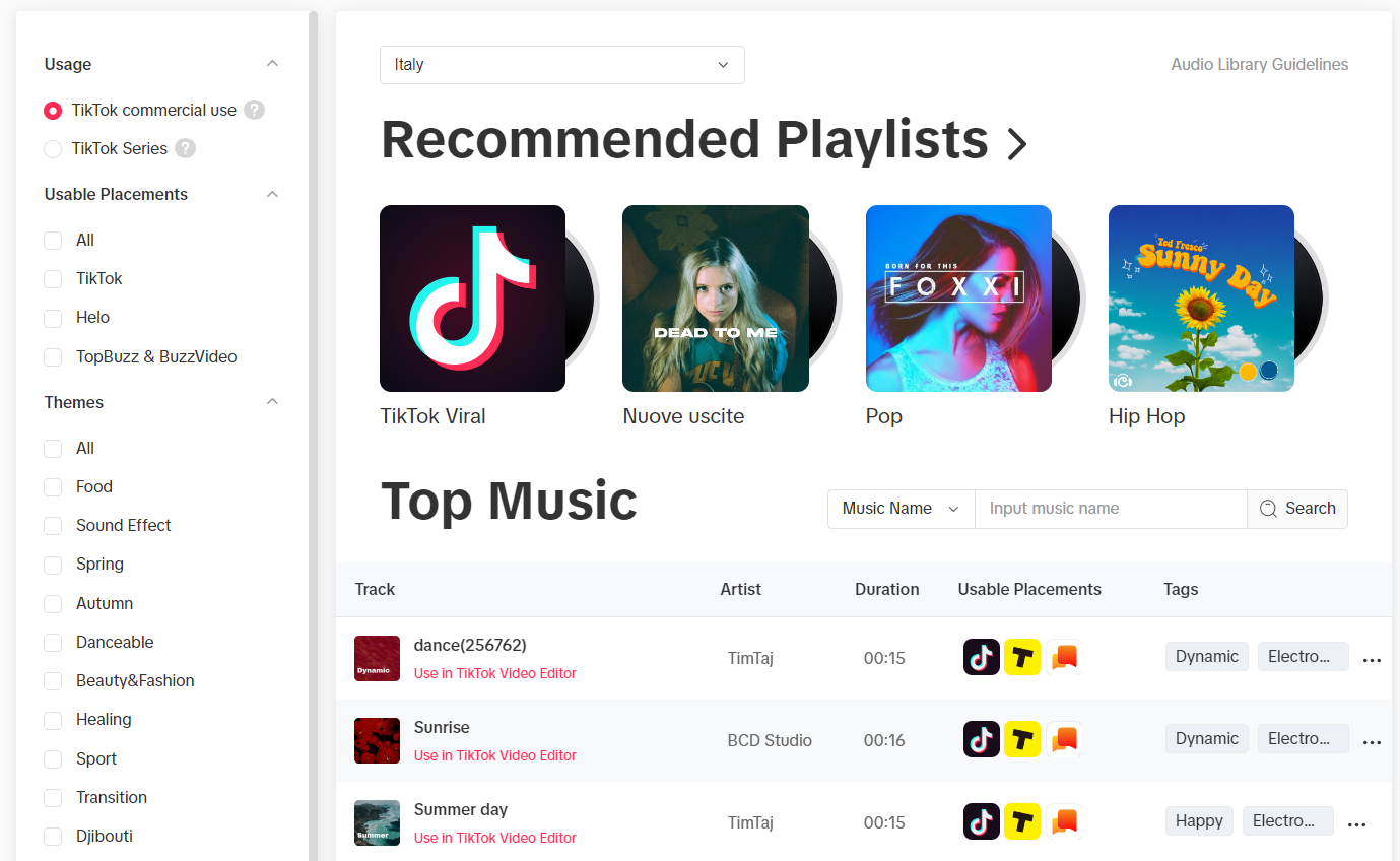 TikTok’s Audio Library
