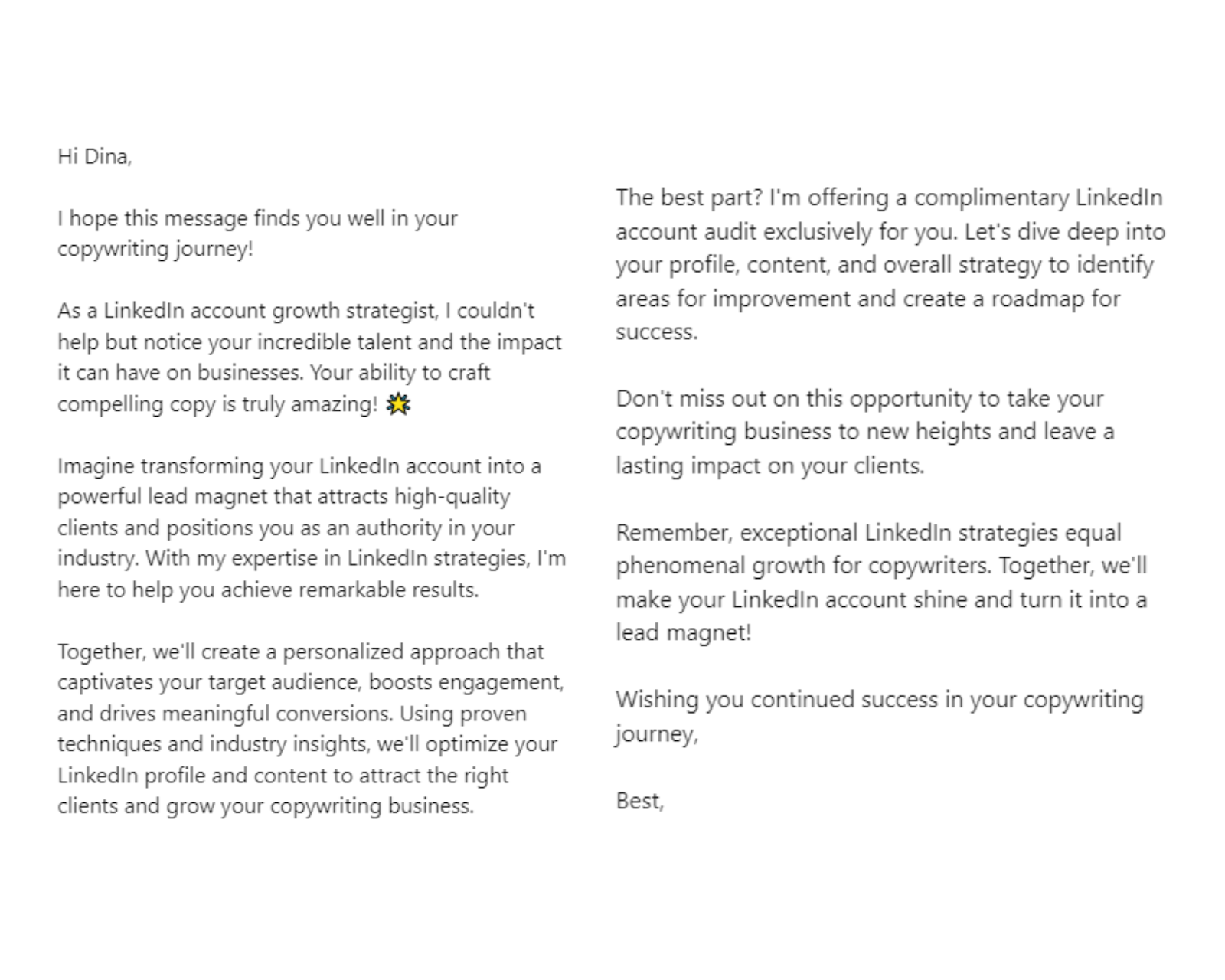 Cold LinkedIn Message