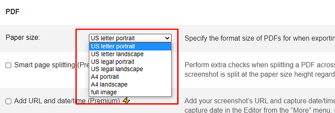 Configurable Export Sizes Configurable Export Sizes