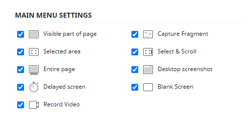 Customized Screenshot Settings Customized Screenshot Settings