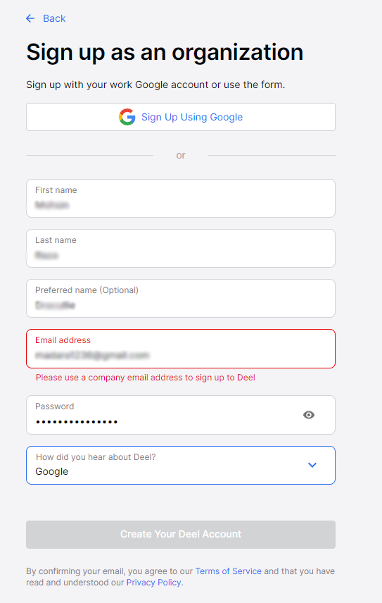 Create Your Deel Account