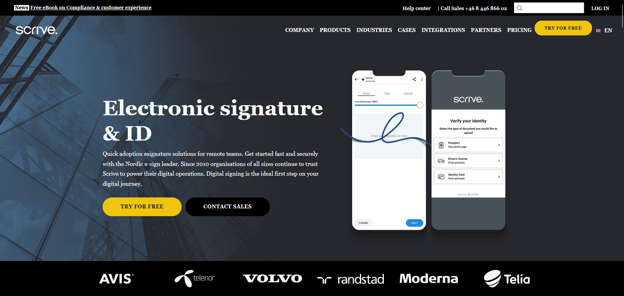 Scrive homepage