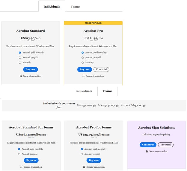 AdobiSign pricing