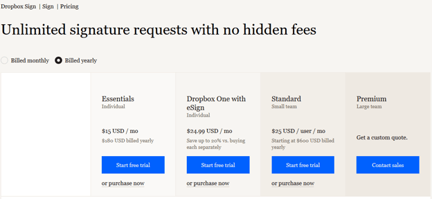 DropBox pricing